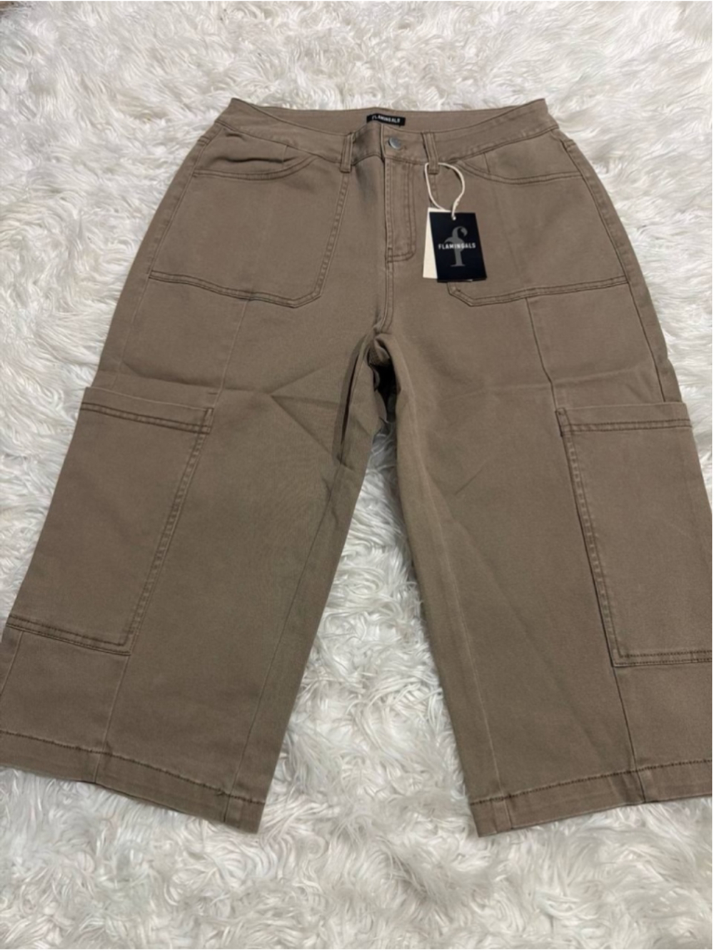 Flamingals Women’s High Waist Bermuda Shorts Casual Cargo Shorts M